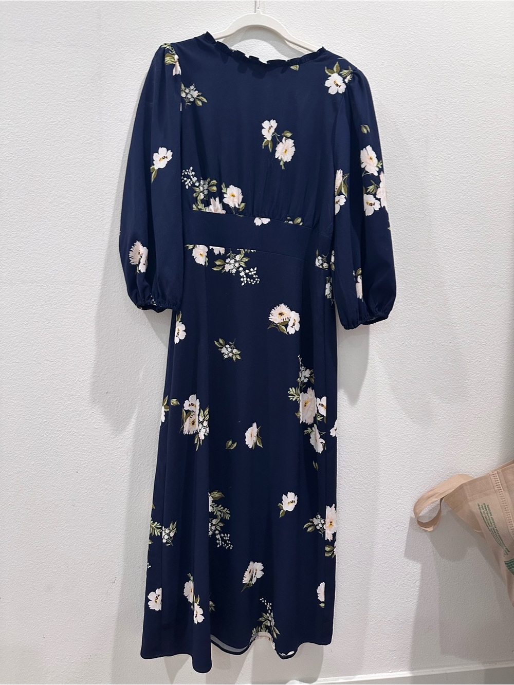 Sugarlips Navy Floral Long Sleeve Midi Dress